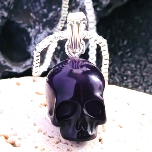 Black Sugar Skull~ Dia de Los Muertos Bones Anatomy Gothic Horror Scary Necklace - Picture 2 of 9